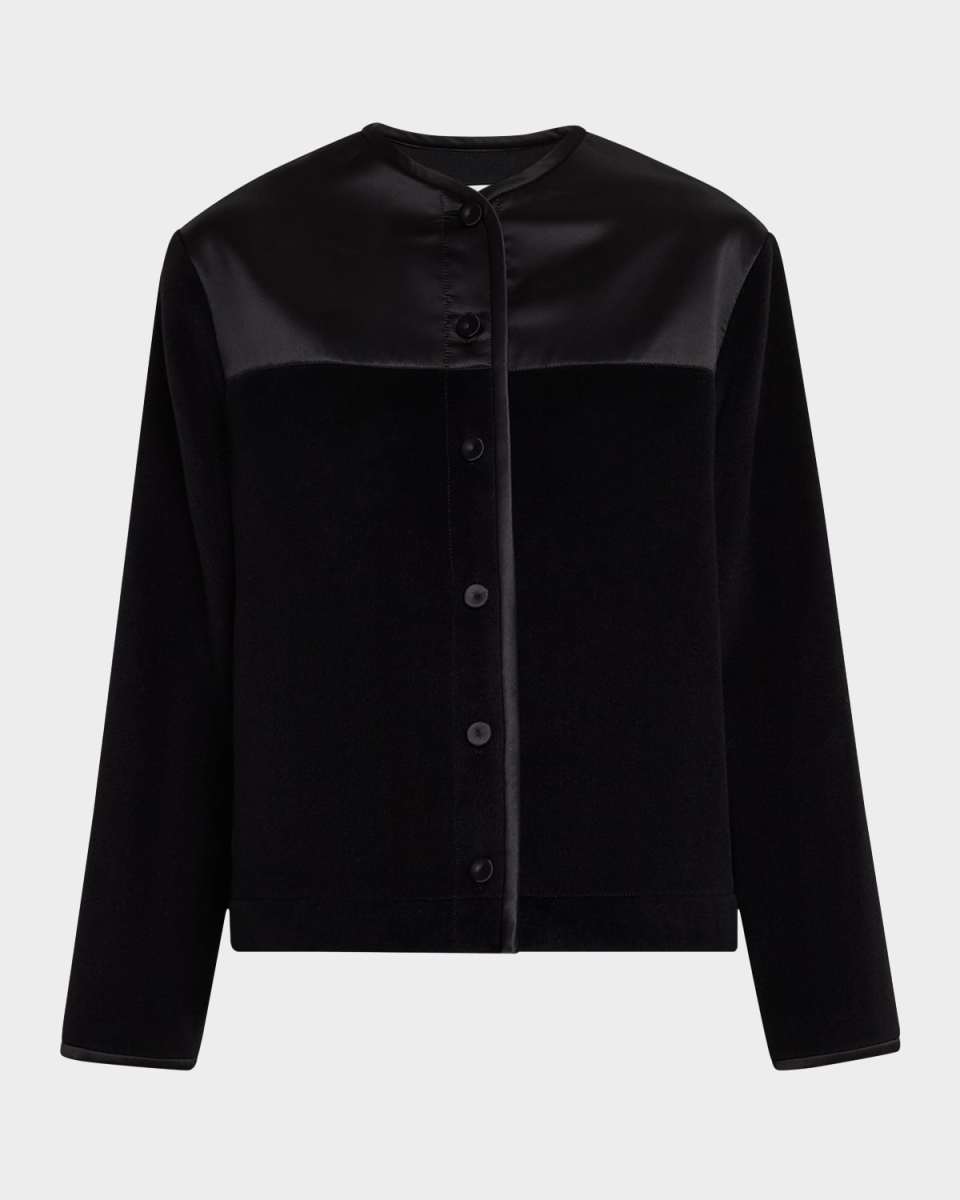 Virgin Wool Collarless Jacket